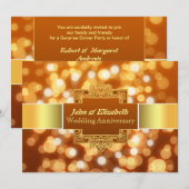 invitation dorée pour fête d'anniversaire de maria (Devant / Derrière)