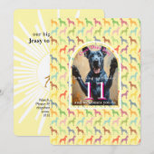 Invitation dorée pour grande fête de chien noir (Devant / Derrière)