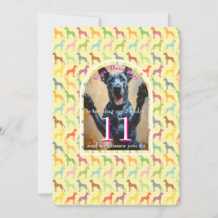Invitation dorée pour grande fête de chien noir