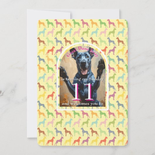 Invitation dorée pour grande fête de chien noir (Devant)
