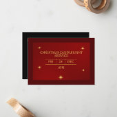 Invitation dorée pour le service de Noël de l'égli (Devant/Arrière en situation)