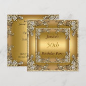Invitation dorée pour les 50 ans (Devant / Derrière)