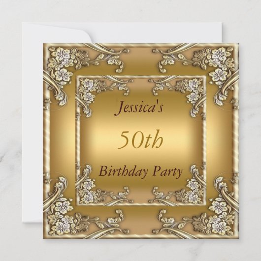 Invitation dorée pour les 50 ans (Devant)