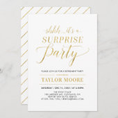 Invitation Dorée | Simple moderne Surprise Retirement Party (Devant / Derrière)