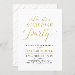 Invitation Dorée   Simple moderne Surprise Retirement Party