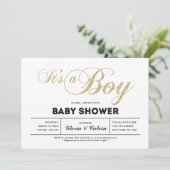 Invitation Dorée | Typographie moderne C'est un Baby shower g (Debout devant)