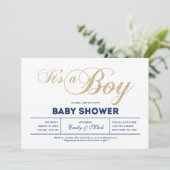 Invitation Dorée | Typographie moderne C'est un Baby shower g (Debout devant)