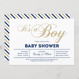 Invitation Dorée   Typographie moderne C'est un Baby shower g