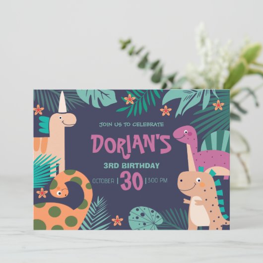 Invitation Dorian's 3rd Birthday Dino Bash (Debout devant)