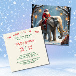 Invitation Dormir dans le magasin Père Noël à la fête de Noël<br><div class="desc">Sleigh est dans le Shop : Père Noël on Elephant Christmas Party Invitation. Les temps ont changé. Ce n'est pas un Père Noël ordinaire qui monte un éléphant dans la neige. Préparez-vous à une fête de vacances sur le thème de l'IA avec des cadeaux emballés et des lampadaires. Personnalisez ce...</div>