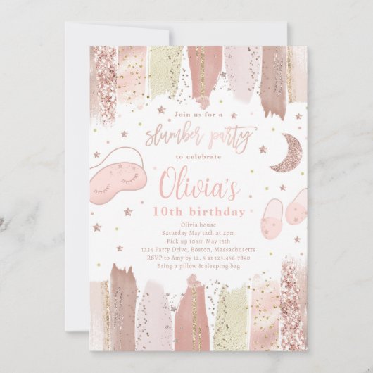 Invitation Dormir de bois fête d'anniversaire Tee Tween Party (Devant)