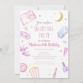 Invitation Dormir de la fête de bois rose Tween fille Anniver (Devant)