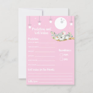 Invitation Dormir Koala Baby shower Prédictions et bien voulo