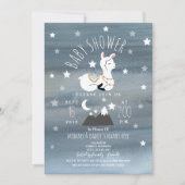 Invitation Dormir Llama Baby Mountains Etoiles Baby shower (Devant)