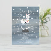 Invitation Dormir Llama Baby Mountains Etoiles Baby shower (Debout devant)