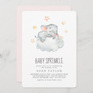 Invitation Dormir Petite fille éléphante Bébé Parsemer