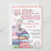 Invitation Dormir rose moderne et amusant sous la fête d'anni (Devant)
