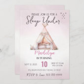 Invitation Dormir sous la yourte boho Soirée pyjama en retard (Devant / Derrière)