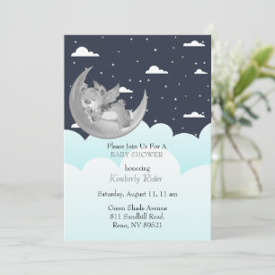 Invitation Dormir Sur Le Baby shower Lune