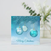 Invitation d'ornements de Noël bleus élégants (Debout devant)