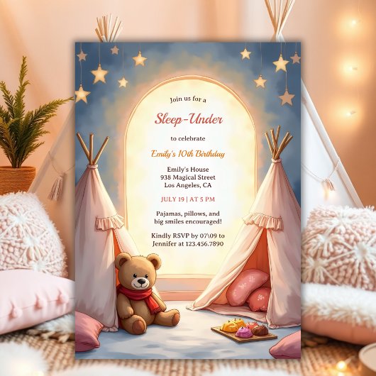 Invitation Dors Sous Le Pajama Pour Filles Anniversaire