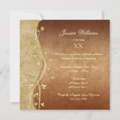 Invitation Dorures et décorations florales Anniversaire (Dos)