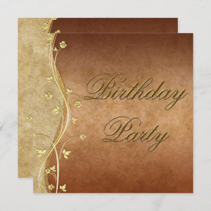 Invitation Dorures et décorations florales Anniversaire