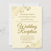 Invitation Dorures sur Crème Élégante Réception de Mariage (Devant)