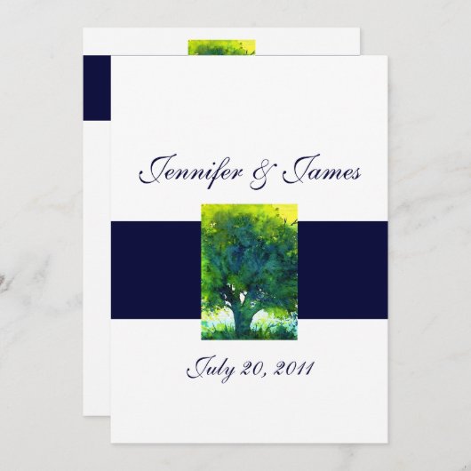 Invitation Dos de blanc de marine d'invitations de mariage (Devant / Derrière)