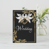 Invitation Doses, Coeur & Gold Frame sur Black (Debout devant)