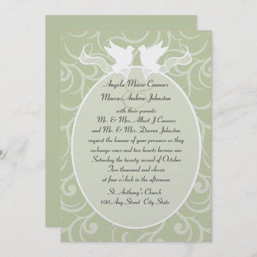 Invitation Doses et Ruban/Mariage (Devant / Derrière)