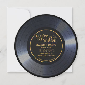 Invitation Dossier Mariage noir de vinyle rétro
