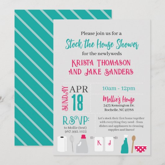 Invitation Doter la maison Shower (Devant / Derrière)