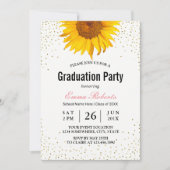 Invitation Dots Confetti d'or de tournesol moderne graduation (Devant)