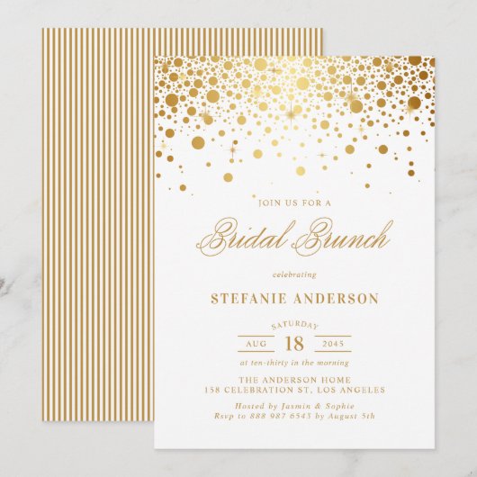 Invitation Dots Confetti Gold Foil Brunch nuptial (Devant / Derrière)