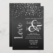 Invitation Dots Confetti Noir et Argent (Devant / Derrière)