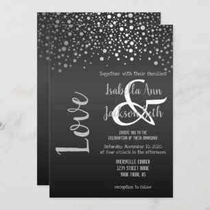 Invitation Dots Confetti Noir et Argent