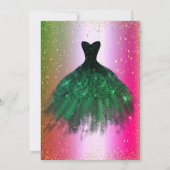 Invitation Dots Confetti Or, Robe Verte Ombre Quinceañera (Dos)