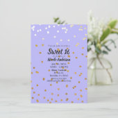 Invitation Dots Confetti Purple & Or Glam Glamor Moderne (Debout devant)