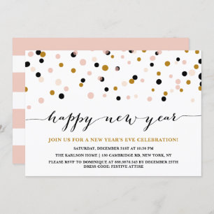 Invitation Dots Confetti rose et cuivre pour la fête de la Sa