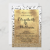 Invitation Dots confettis et faux or design (Devant)