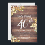 Invitation Dots d'huile d'olive Rustique Automne Florals 40e<br><div class="desc">Ce design présente de jolies branches peintes et des feuilles aux couleurs d'automne avec des points de feuille d'or imitation sur un arrière - plan en bois rustique. Cliquez sur le bouton personnaliser pour plus de flexibilité dans la modification du texte ou le déplacement des graphiques! Des variantes de cette...</div>