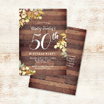 Invitation Dots d'huile d'olive Rustique automne Florals 50e<br><div class="desc">Ce design présente de jolies branches peintes et des feuilles aux couleurs d'automne avec des points de feuille d'or imitation sur un arrière - plan en bois rustique. Cliquez sur le bouton personnaliser pour plus de flexibilité dans la modification du texte ou le déplacement des graphiques! Des variantes de cette...</div>