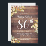 Invitation Dots d'huile d'olive Rustique Automne Florals 80e<br><div class="desc">Ce design présente de jolies branches peintes et des feuilles aux couleurs d'automne avec des points de feuille d'or imitation sur un arrière - plan en bois rustique. Cliquez sur le bouton personnaliser pour plus de flexibilité dans la modification du texte ou le déplacement des graphiques! Des variantes de cette...</div>