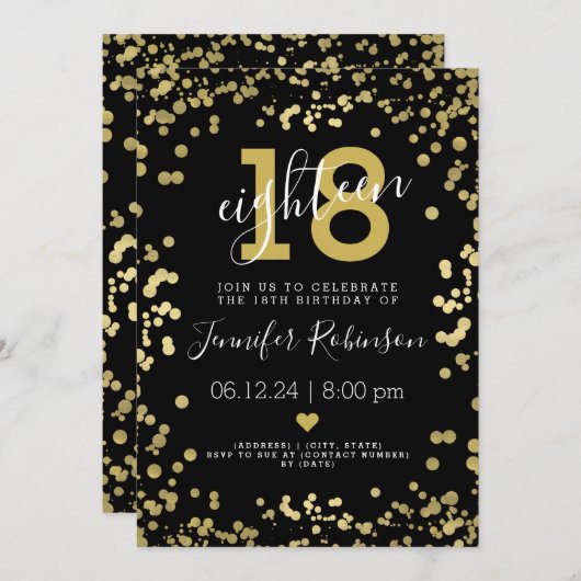 Invitation Dots d'huile d'or et de noir modernes (Devant / Derrière)