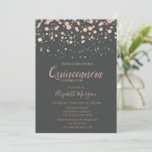 Invitation Dots d'or Rose modernes, Quinceanera gris (Debout devant)