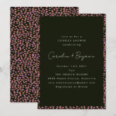 Invitation Dots modernes rose et noir Elégant Couples Douche (Devant / Derrière)