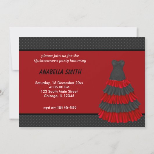 Invitation Dots Sweet Quinceanera (Devant)