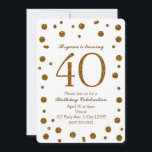Invitation Dots White & Gold de la Parties scintillant 40e fê<br><div class="desc">Parties scintillant White & Gold Dots 40e 40e anniversaire Invitations.</div>