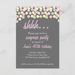 Invitation Dotted Confetti Shhh... Surprise Party !